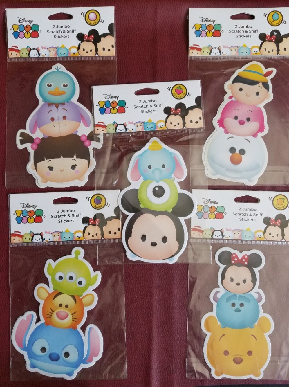 Disney Tsum Tsum Jumbo Stickers Scent Co. Inc Set Mickey Olaf Winnie Pooh Stitch